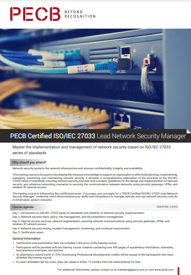 ISO/IEC 27033 Lead Network Security – Training Courses-Brochure